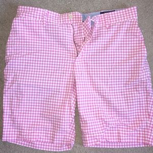 Pink checkered Polo Ralph Lauren shorts.